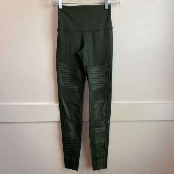 NWOT Alo Yoga Hunter Green High Waist Moto Leggings - Picture 2 of 8